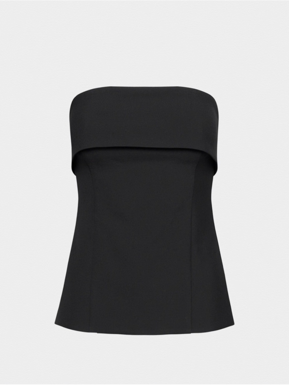 Babaton Black Strapless Fold-Over Top Dress